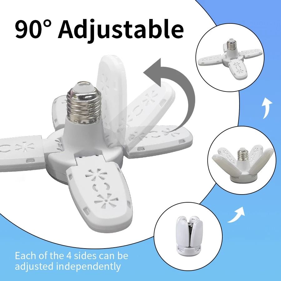 E27 Fan Shape LED Lamp Foldable 28W Light Bulb