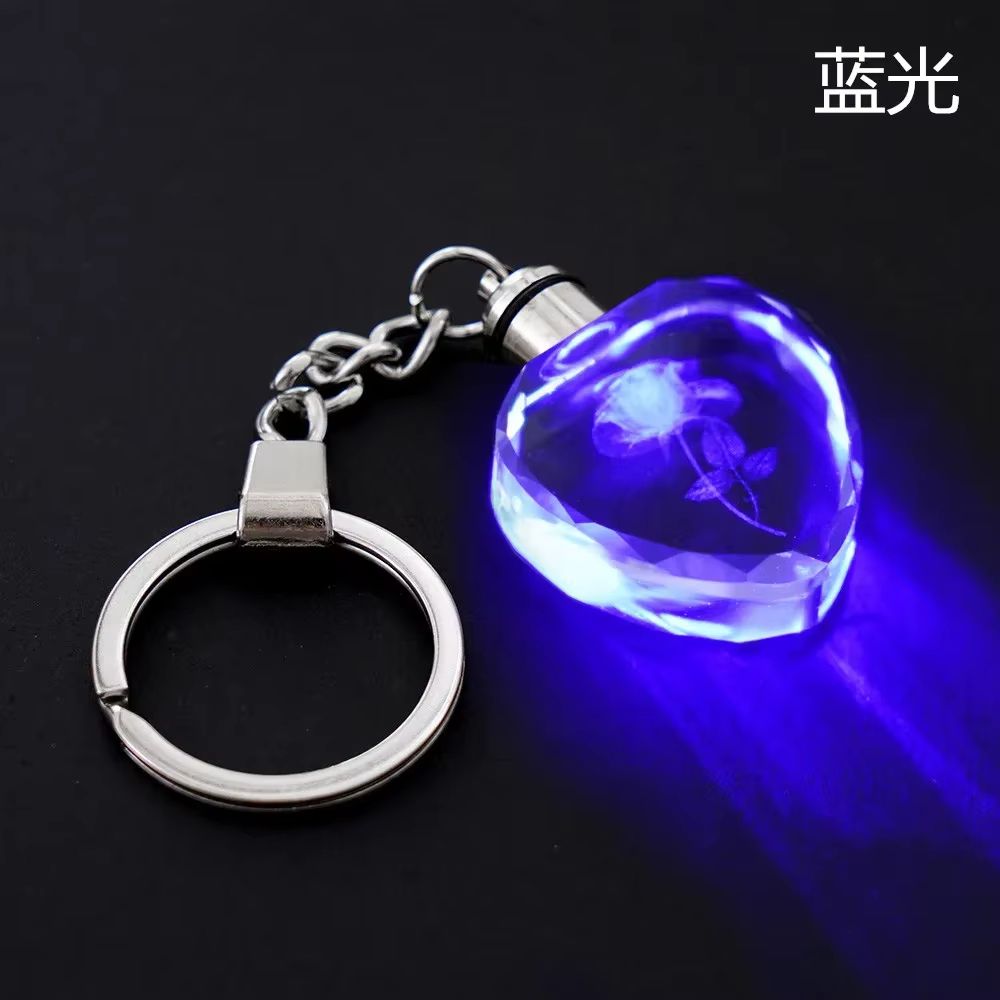 Fairy Rose Heart Crystal LED Keychain Lover Gift Bag Charm