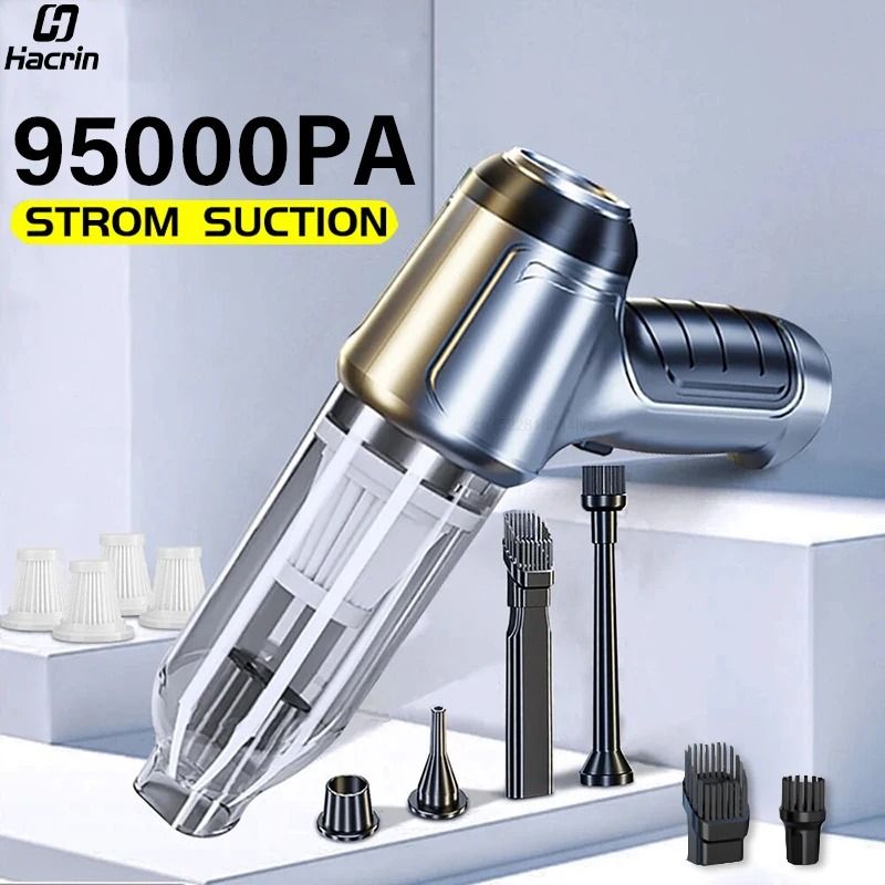 Portable Car Vacuum Cleaner Wireless 95000PA Strong Suction Handheld Vacuum and Blower