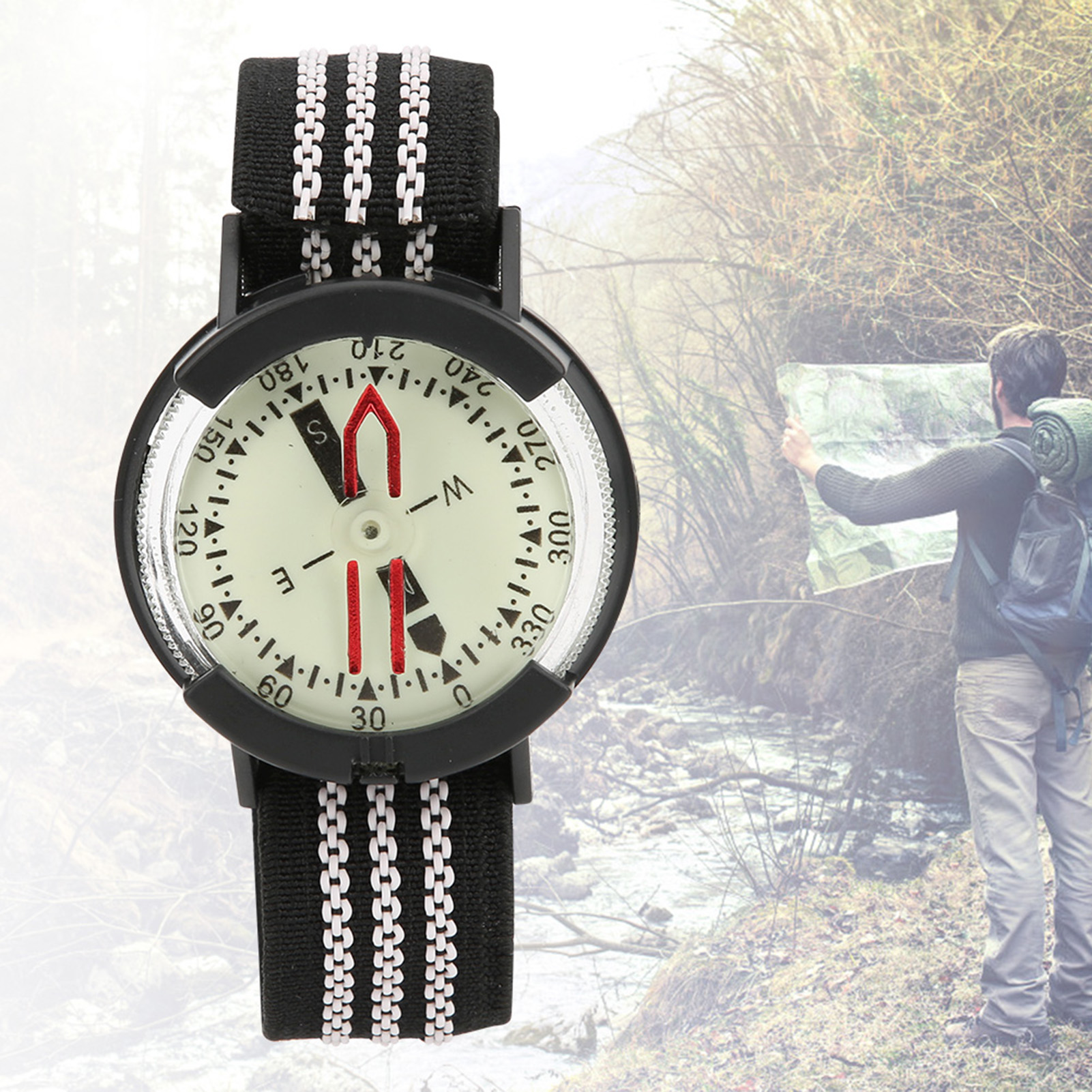 Luminous Waterproof Compass Watch for Hiking, Diving & Outdoor Navigation