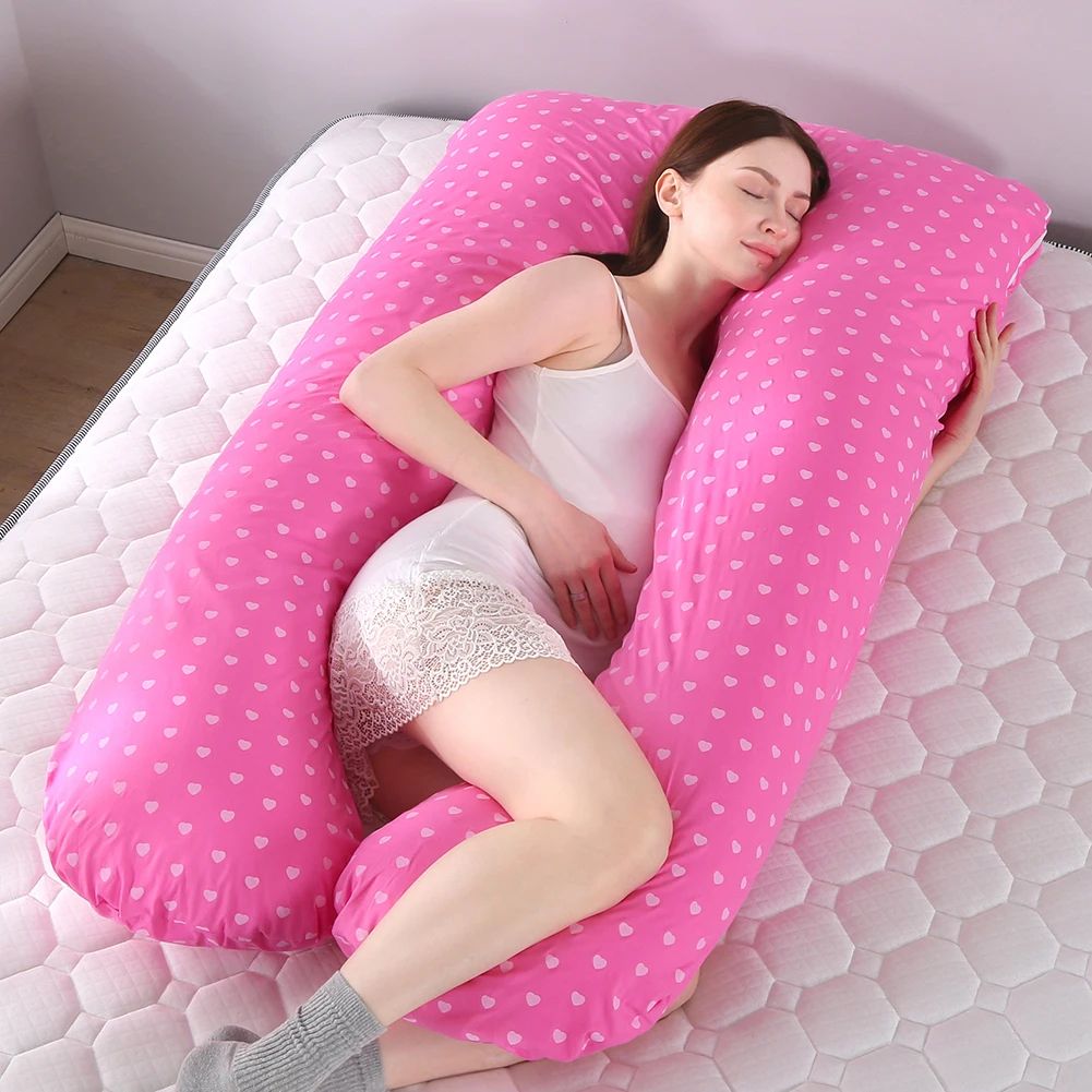 U-Shape Maternity Pillow Case – Pure Cotton Multifunction Pregnancy Body Pillow Cover (27.6 x 51.2 in)