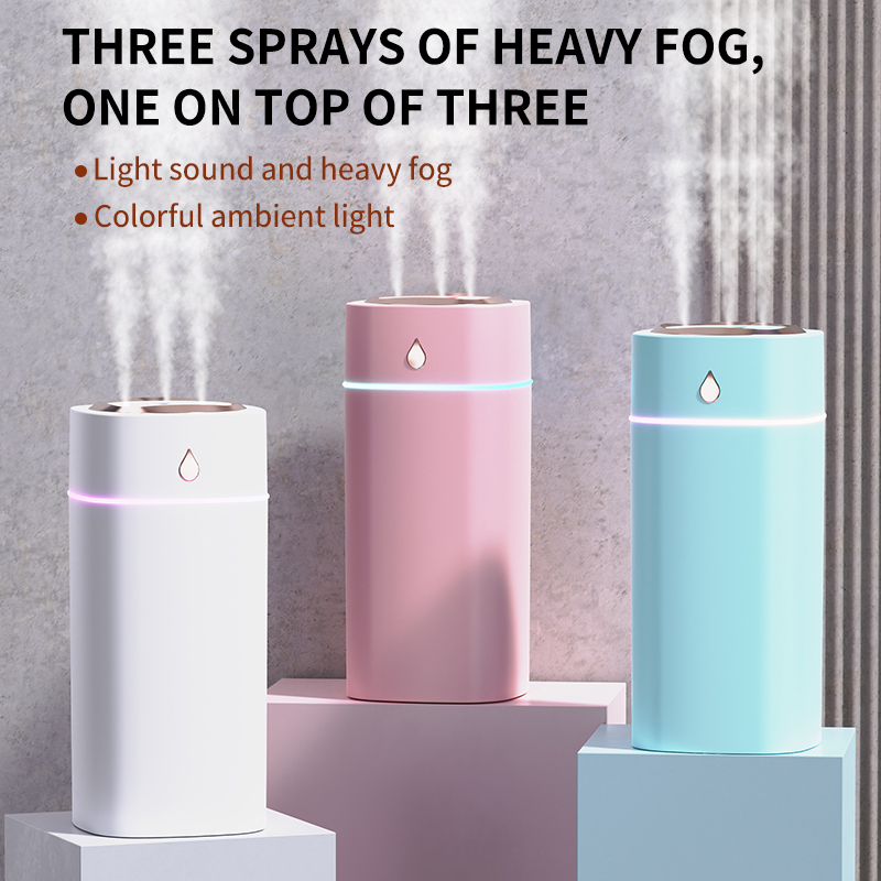 Triple-Nozzle Waterdrop Mist Humidifier - 600mL Capacity for Fast, Gentle Moisture