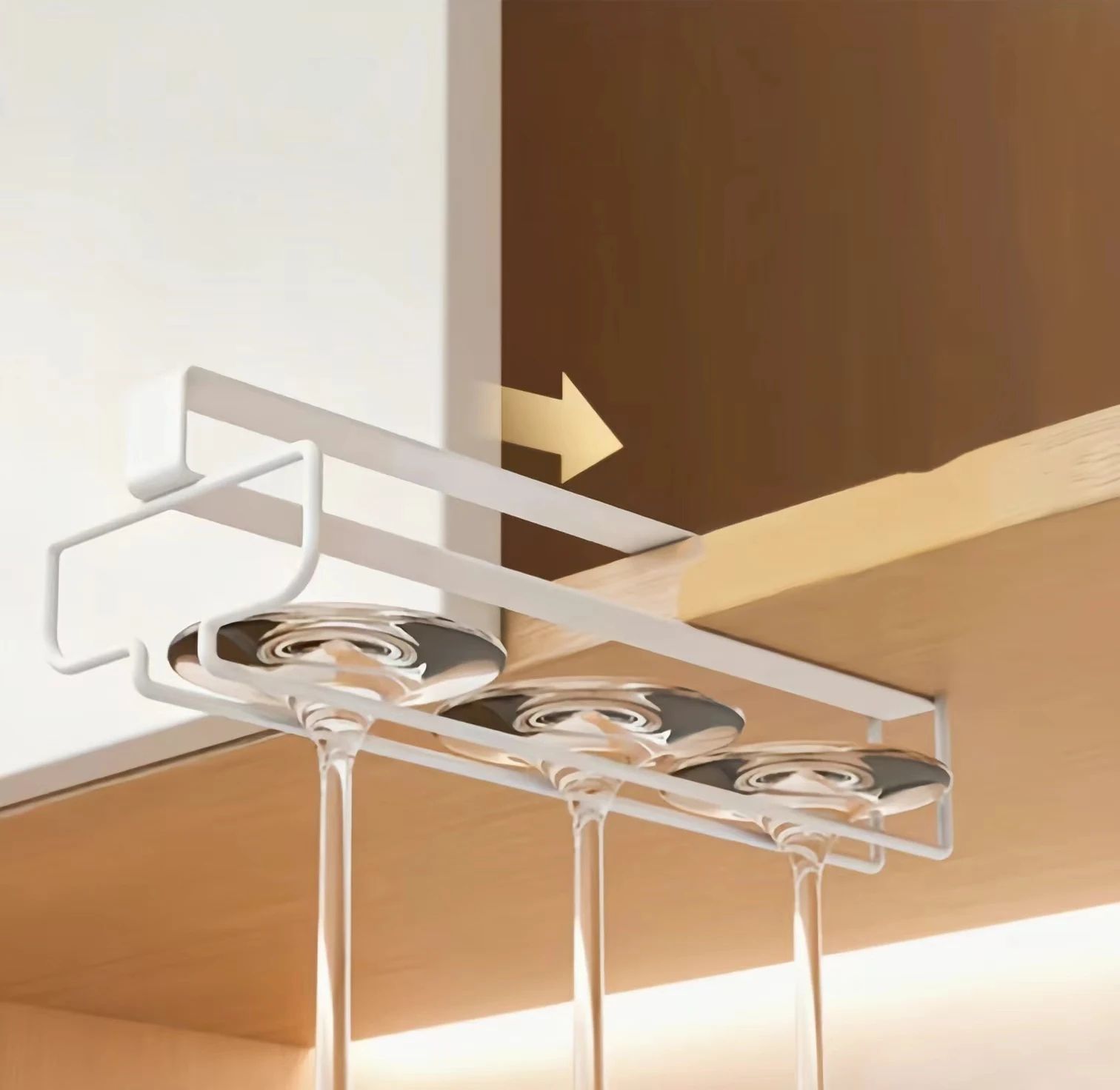 Under Cabinet Wine Glass Holder Metal Hanging Rack