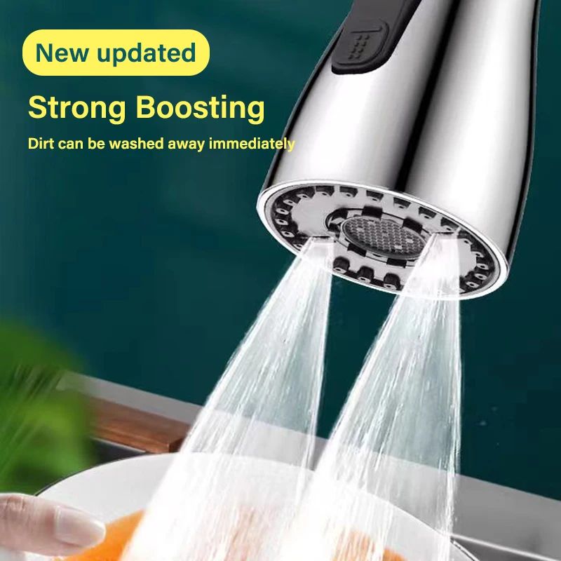 Universal 360° Rotating Kitchen Faucet Extender – Pull-Out Tap Sprayer Attachment with Multi-Mode Strong Flush Booster