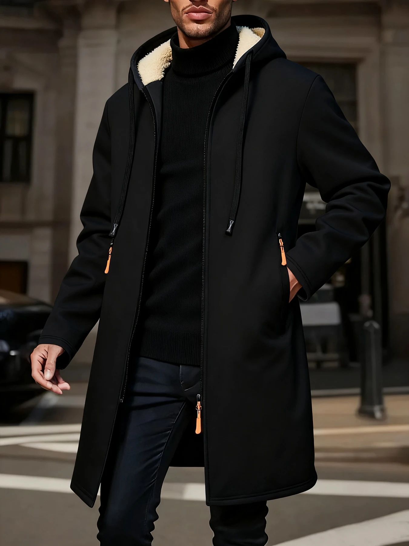 Mens Thickened Warm Winter Hoodie Jacket