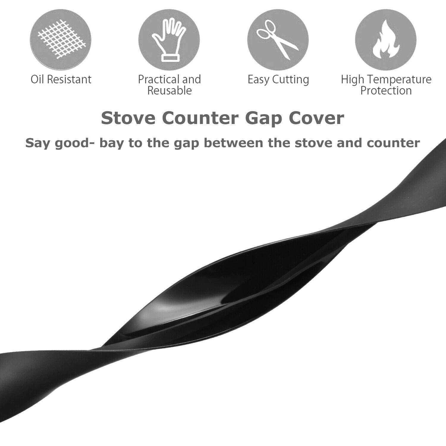 Silicone Stove Gap Cover Pack Heat Resistant Oven Gap Filler