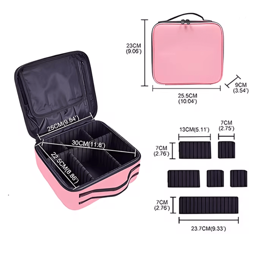 EmbroiLuxe Waterproof Embroidered Makeup Bag Large Capacity Travel Cosmetic Case