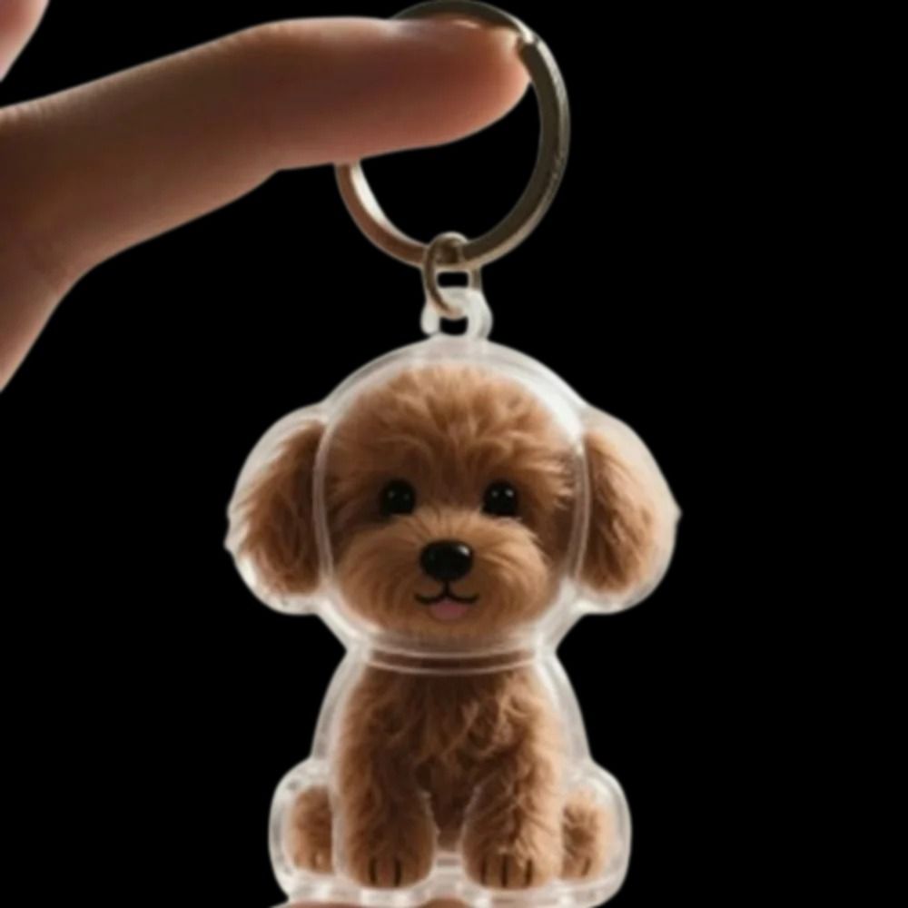 Cartoon Puppy Hair Keepsake Keychain