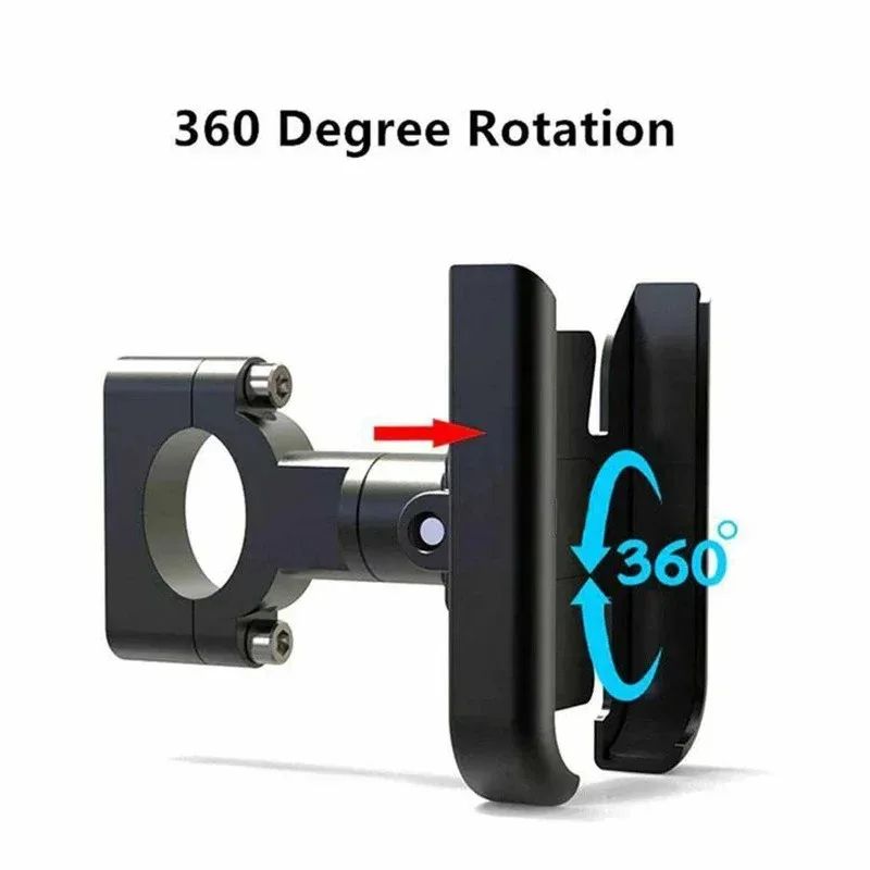 Rearview Mirror Aluminum Phone Holder, 360 Rotating Secure Motorcycle Mount