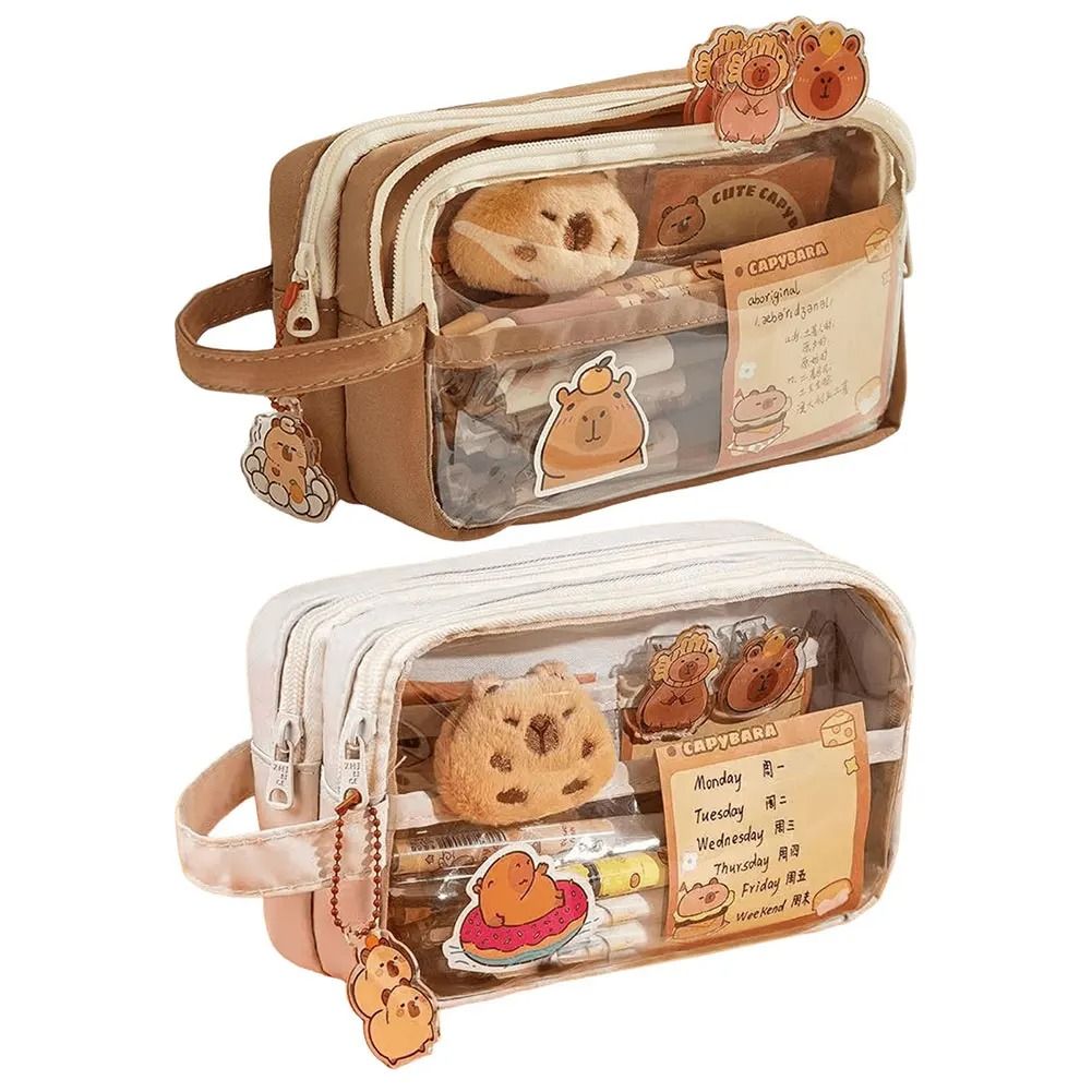 Capybara Kawaii Pencil Case with Compartments Cute Stationery Pouch
