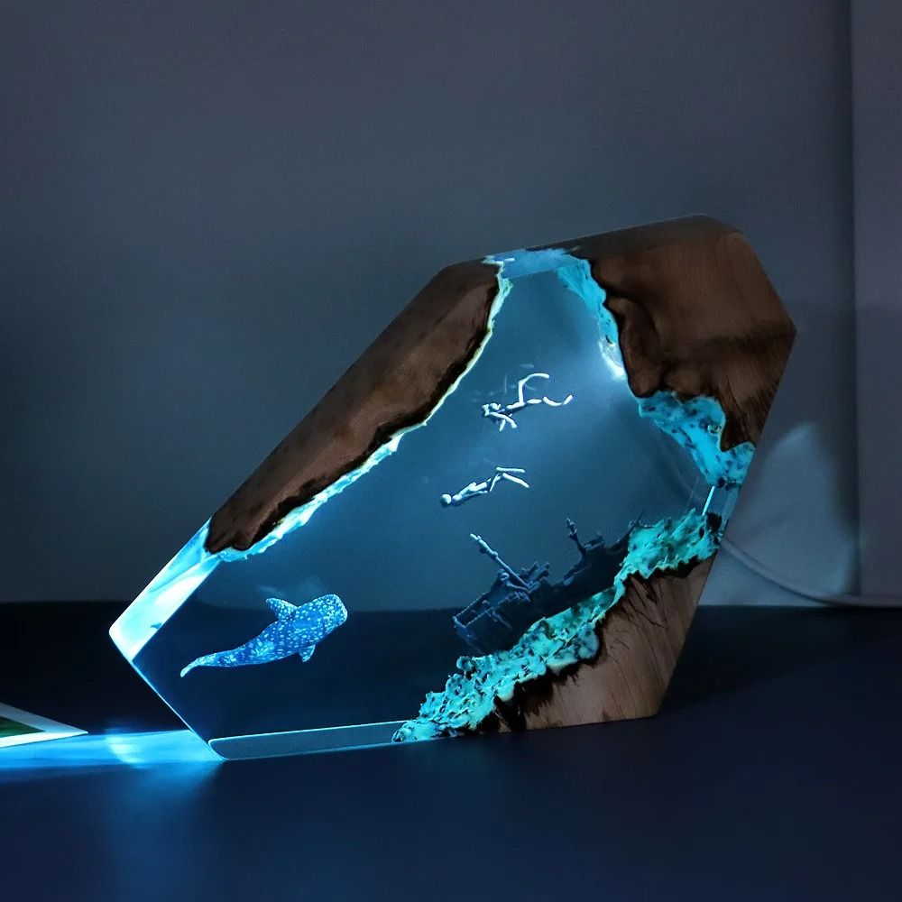 Ocean Resin Diorama Night Lamp Epoxy Table Decor