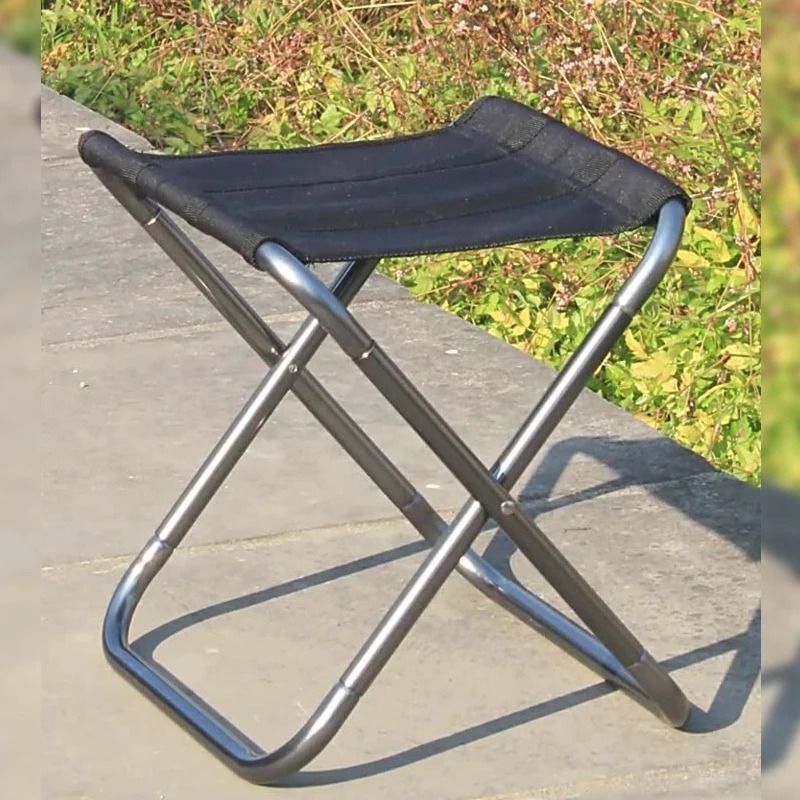 Heavy-Duty Portable Iron Folding Stool for Camping and Fishing
