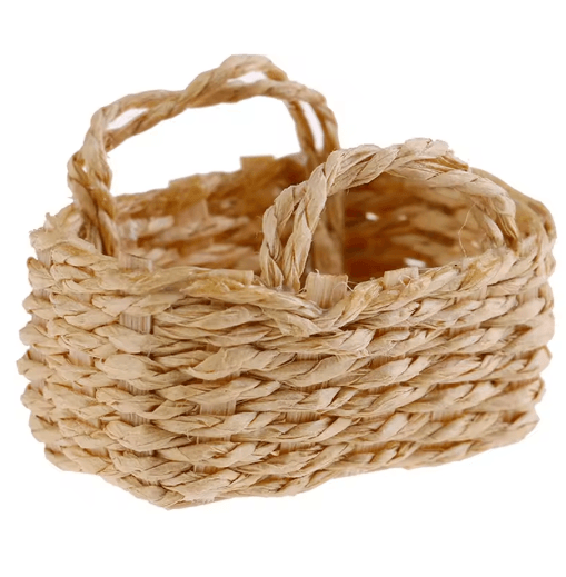 Mini Rattan Dollhouse Food Basket 1/12 Scale Handwoven Kitchen Accessory