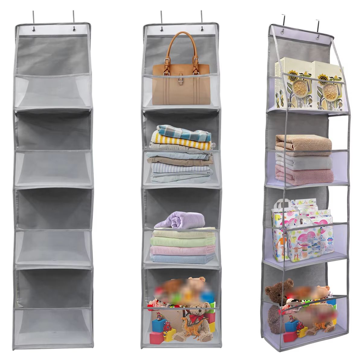 Over the Door Hanging Organizer – 4/6 Layer Wall Storage for Closet, Bathroom, Nursery & Bedroom