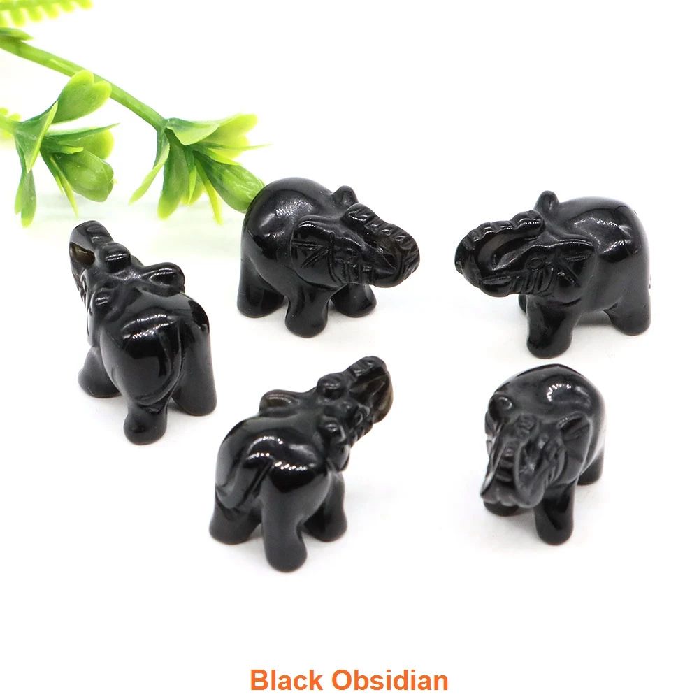 Lucky Amethyst Crystal Elephant Figurine Mini Hand-Carved Healing Stone Decor