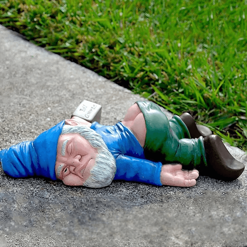 Drunk Dwarf Garden Gnome Decoration Funny Drunken Yard Ornament for Lawn, Patio, Porch, Outdoor Decor