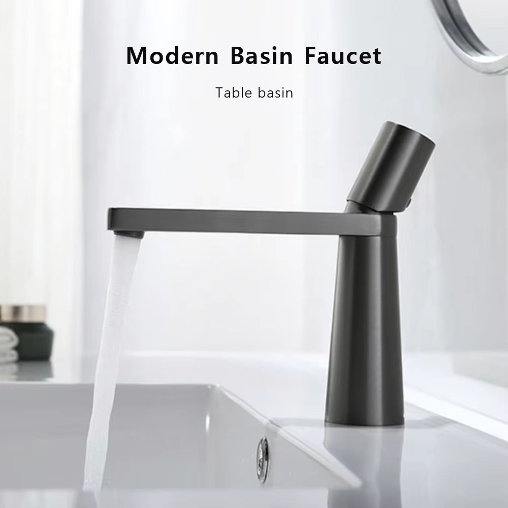 Brushed Gold Bathroom Sink Faucet – Modern Brass Basin Mixer with Single Handle