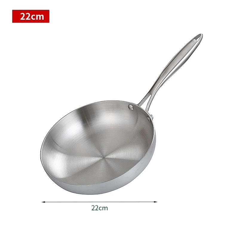 304 Stainless Steel Frying Pan Nonstick Uncoated Cookware