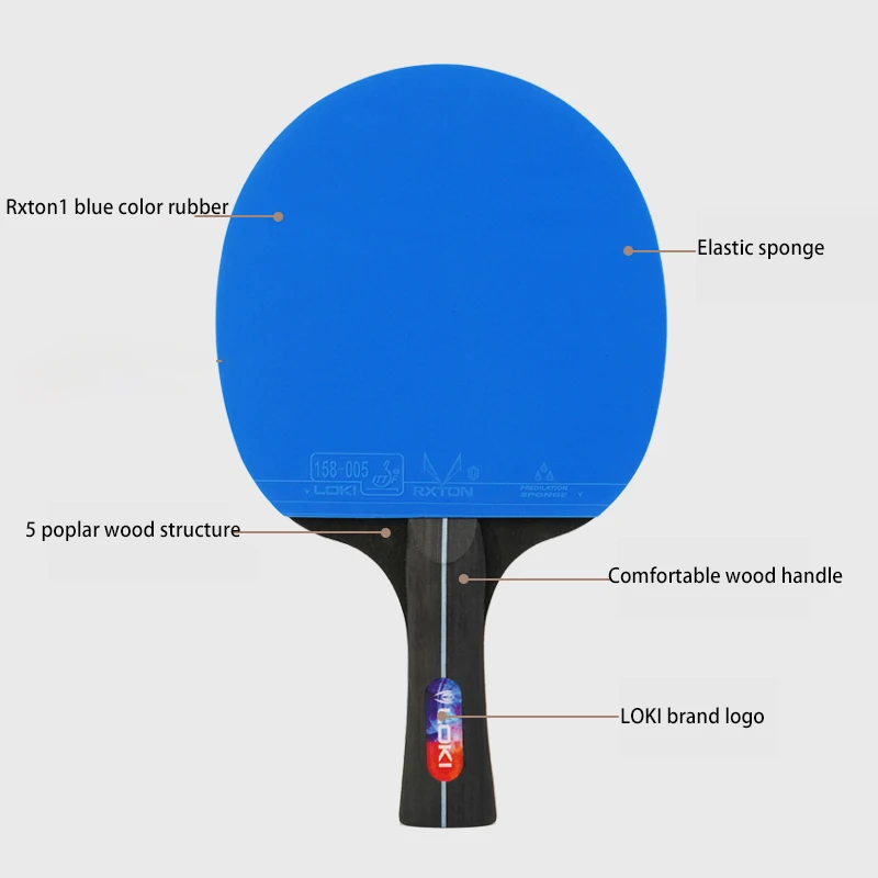 LOKI K5000 Table Tennis Racket Set, Home Entertainment Ping Pong Rackets with Premium Blue Rubber