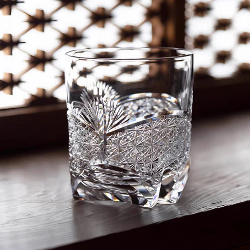 Edo Kiriko Handcrafted Takeha & Chrysanthemum Whisky Glass