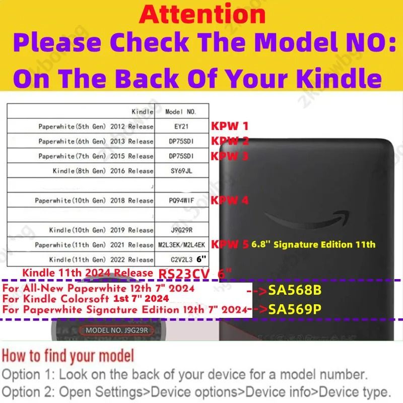 Smart Auto Wake Sleep PU Leather Case for Kindle Paperwhite 6 to 12 Generations