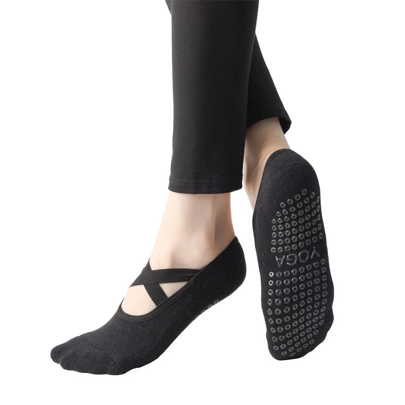 Women Breathable Towel Bottom Yoga Socks Silicone Non Slip Bandage Pilates Ladies Ballet Dance Socks