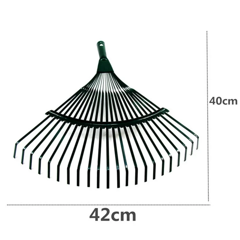 High Carbon Steel Lawn Leaves Rake, Heavy Duty Steel Metal Garden Tool Without Handle