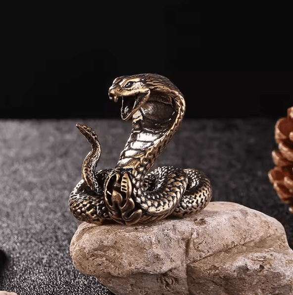Antique Copper Mini Snake Figurine – Vintage Bronze Desk Ornament for Home & Office Decor
