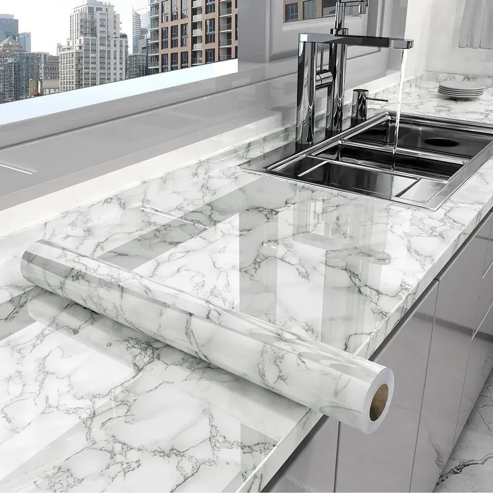 Waterproof Marble Peel and Stick Wallpaper – Modern Self-Adhesive Kitchen & Bathroom Contact Paper