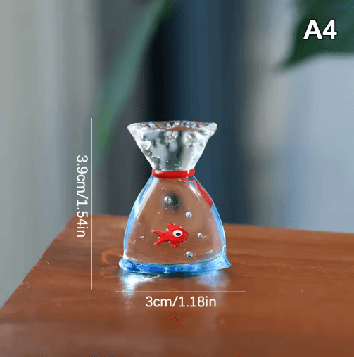 Handcrafted Mini Glass Fish Figurine Vibrant Pocket Ornament for Desk & Home Decor