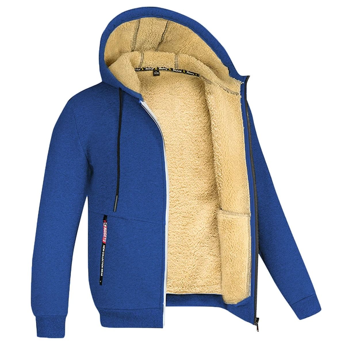 Mens Zip Up Fleece Hoodie Jacket Casual Winter Streetwear