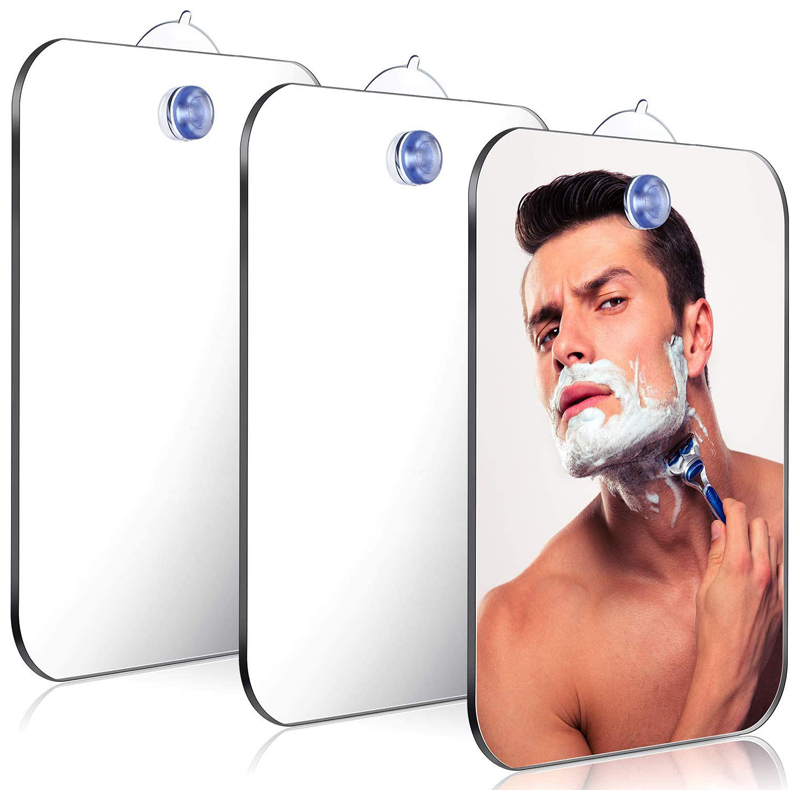 Acrylic Fog-Free Bathroom Shower Mirror with Wall Suction – Portable Shaving & Makeup Mirror