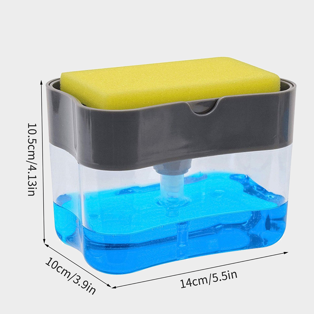 Durable Kitchen Soap Liquid Dispenser with Sponge Holder – Leak-proof & Easy Refill, Black