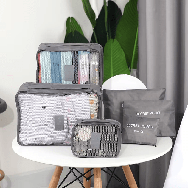 6Pc Travel Packing Cubes Set Luggage Organizer Bags with Shoe Pouch