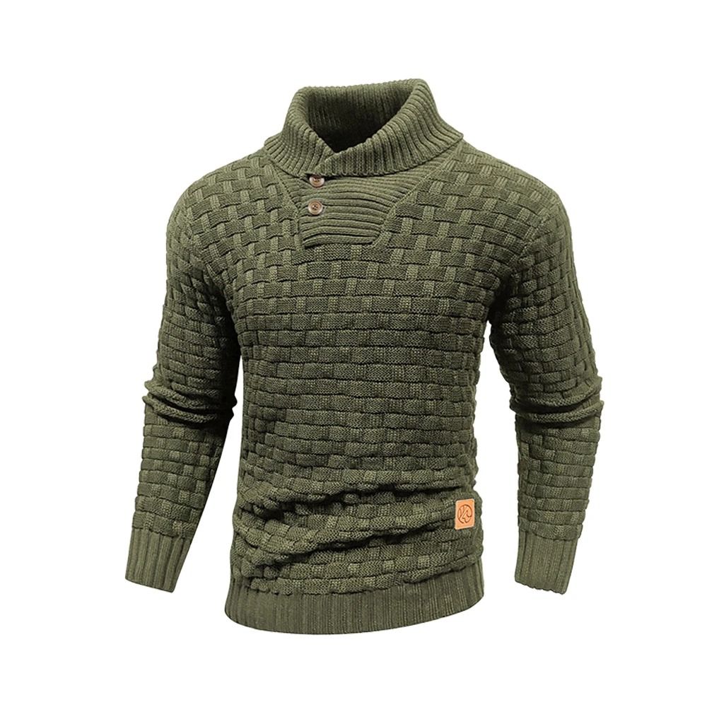 Mens Casual Knit Sweater Crew Neck Warm Ribbed Pullover