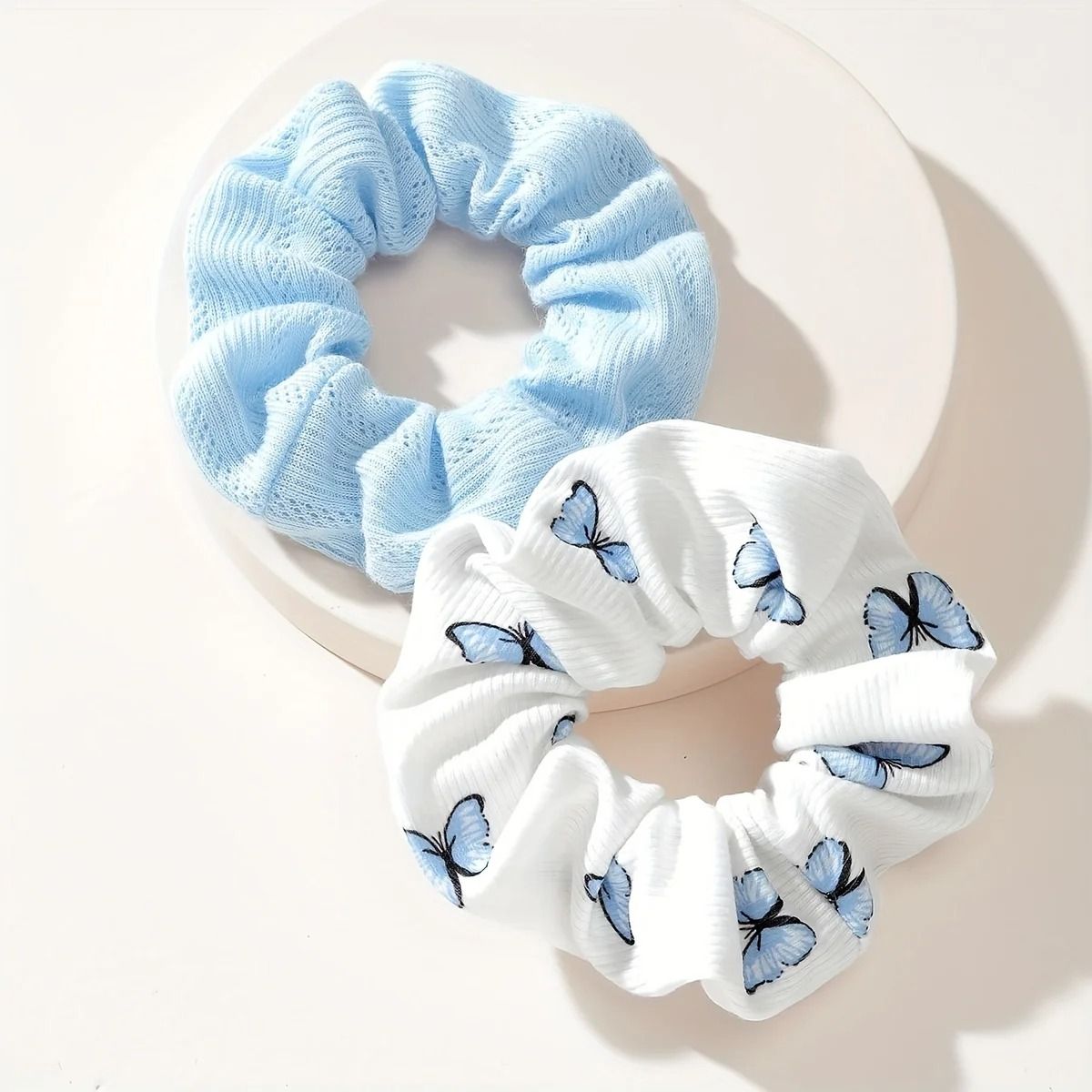 2pcs Butterfly Print Hair Ties & Elastic Headbands