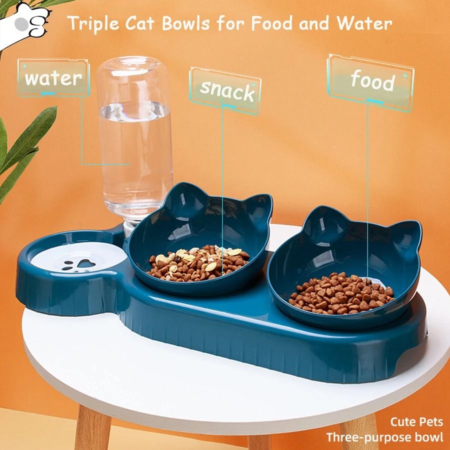 3-in-1 Ergonomic Pet Feeder & Water Station