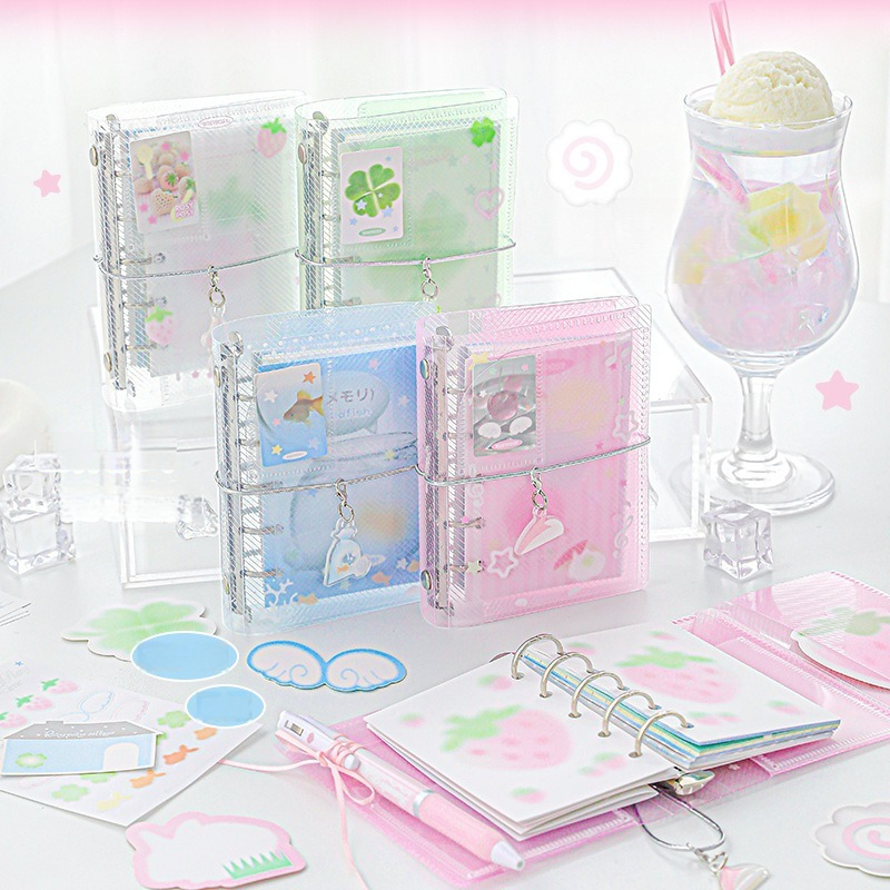 Mini Portable Notebook with Twill Loose Leaf, Three Fold Storage, Stylish Fresh Design Journal