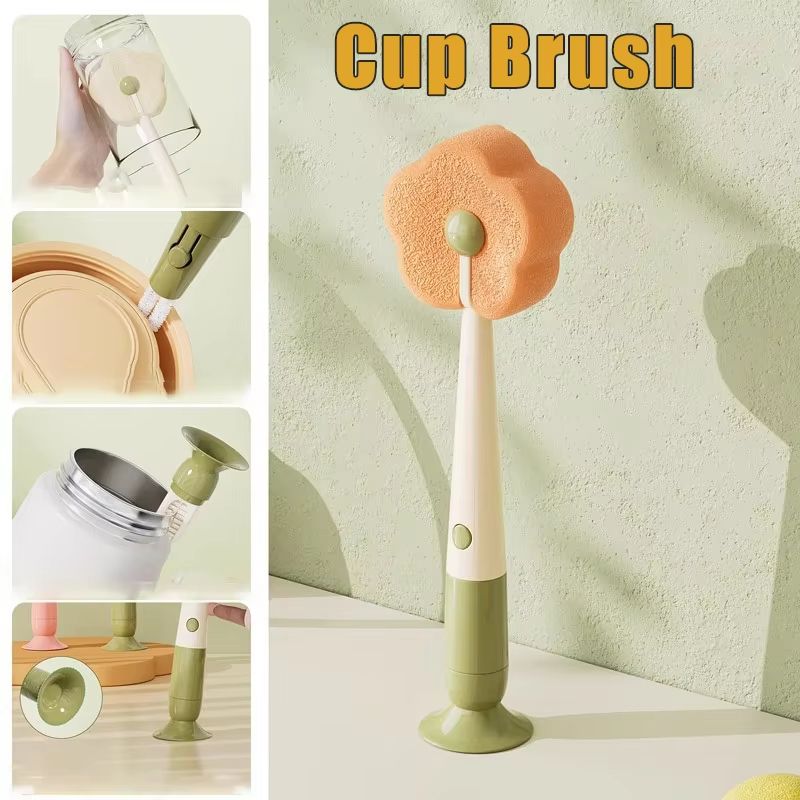 3-in-1 Baby Bottle and Travel Mug Cleaning Brush Long Handle Portable Scrubber
