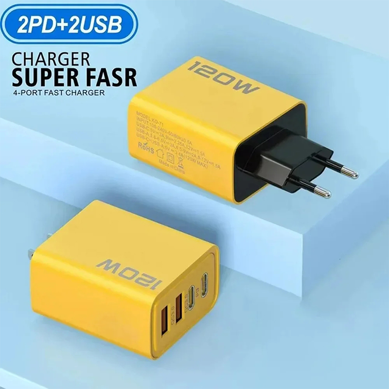 Fast Charger Adapter, 4 Port USB Type C Quick Charge for iPhone, Samsung, Xiaomi Phones