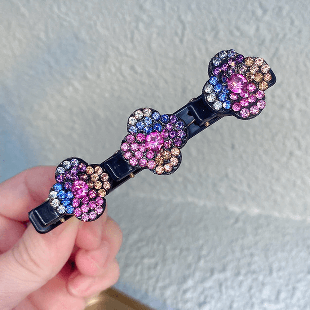 Sparkling Crystal Stone Braided Hair Clips