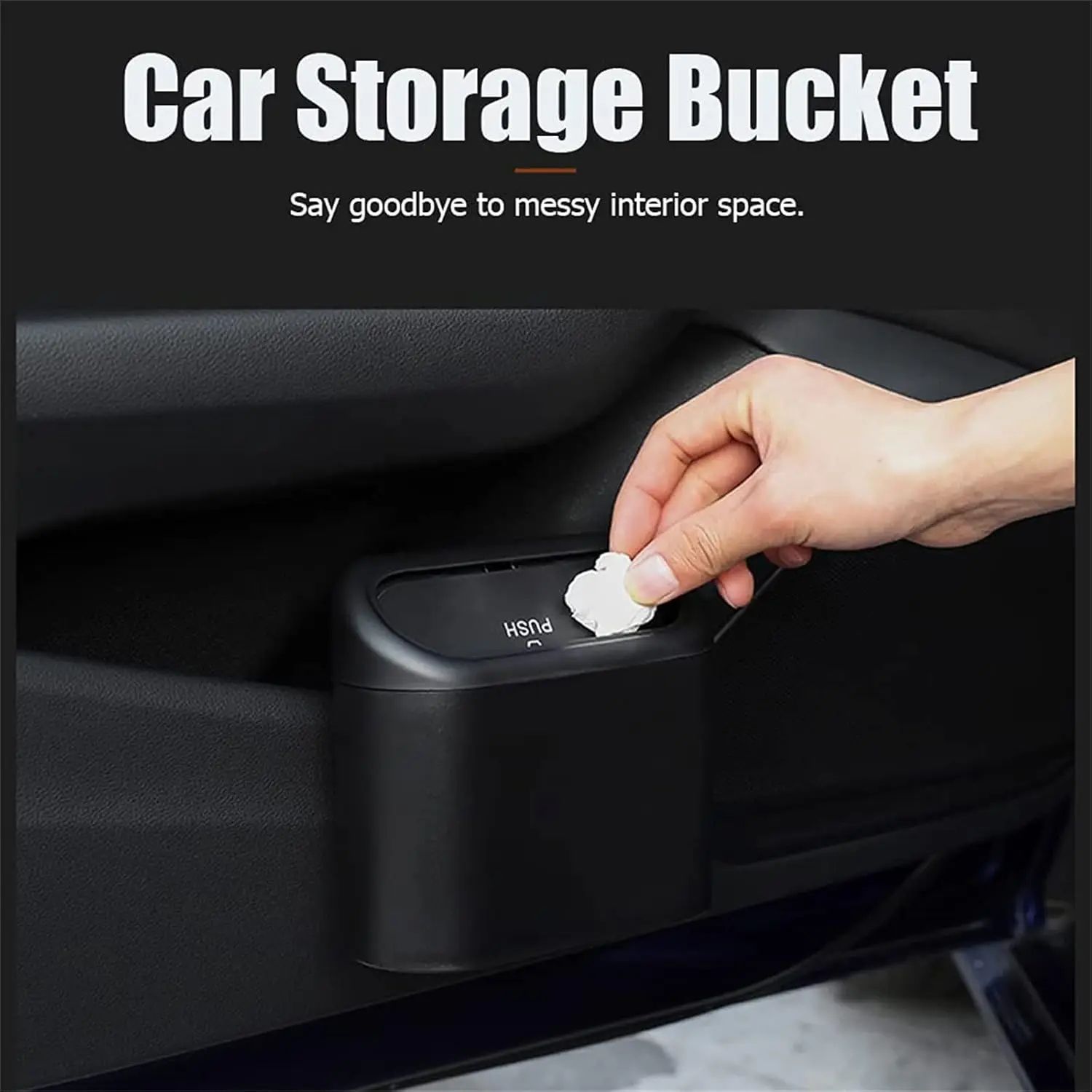 Universal Leakproof Car Trash Can with Lid – Mini Vehicle Garbage Bin Organizer