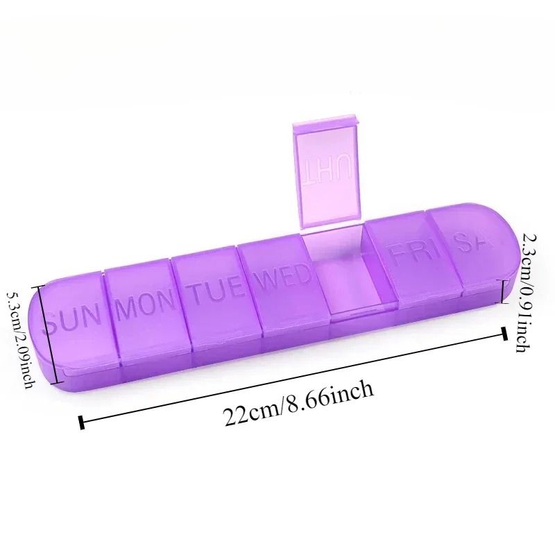 Weekly Medicine Box Mini Portable 7 Grid Pill Organizer Case