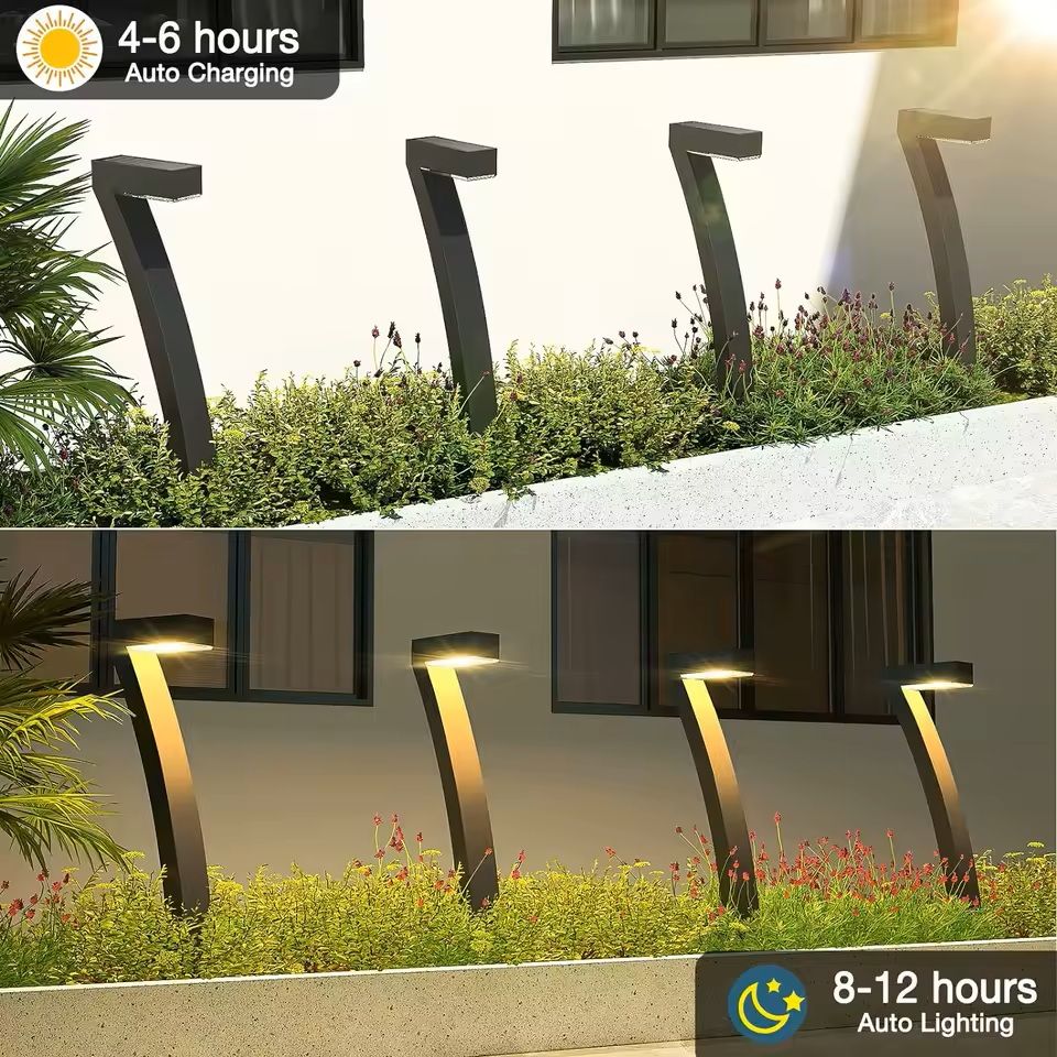 6 Pack Bright Solar Pathway Lights Auto On/Off Outdoor Landscape Set