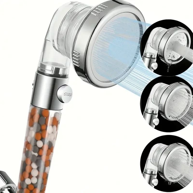 3-Mode Negative Ion Booster Shower Head – Filtered Water-Saving Handheld with Pause Control