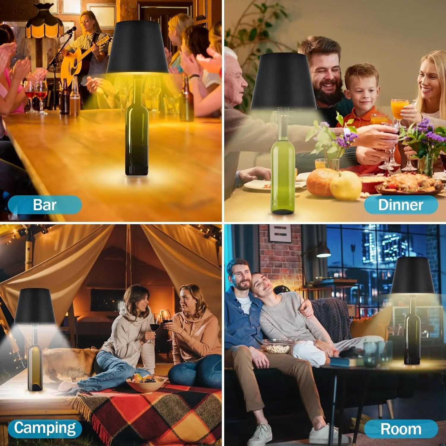 Wireless LED Wine Bottle Lamp Touch Control Rechargeable Table Light