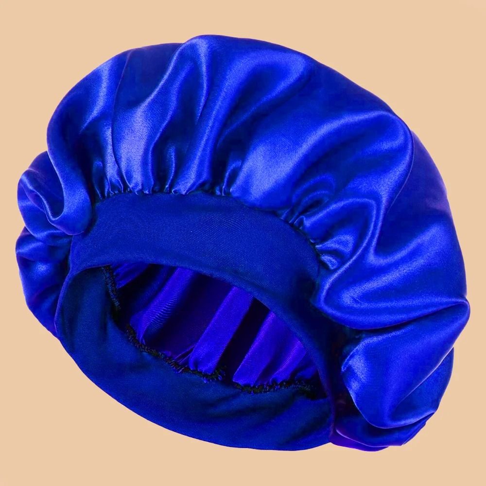 Women Satin Shower Cap Wide Brim Bonnet