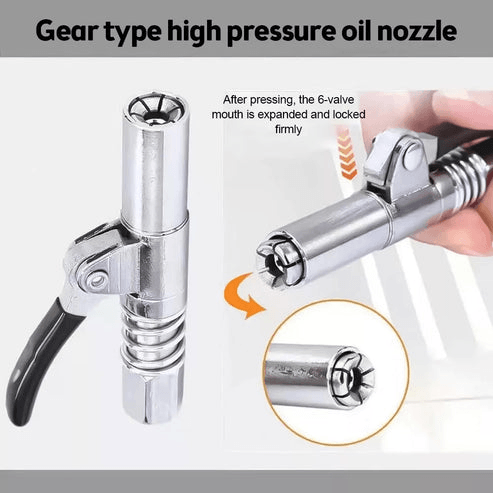 Grease Gun Coupler High Pressure Nozzles, Quick Release Lock Oil Injection, Durable & Easy to Use