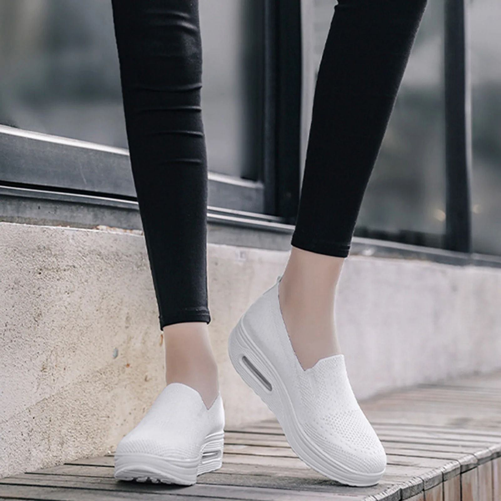 Women Slip On Mesh Walking Sneakers Lightweight Casual Jogging Shoes