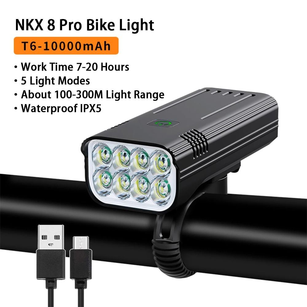 Rechargeable Bike Light Set 10000mAh 3600 Lumens LED Front and Rear Lights